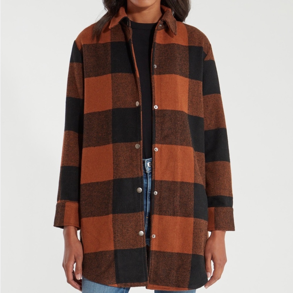 BB Dakota Eldridge Plaid Coat in Cognac